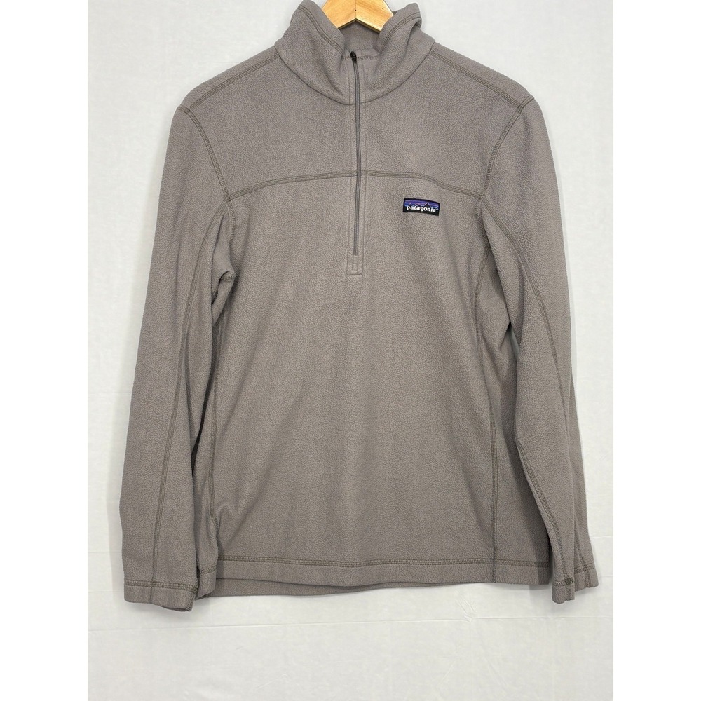 Patagonia Micro Fleece Jacket Mens Gray Quarter Zip Pullover Standup Neck Medium
